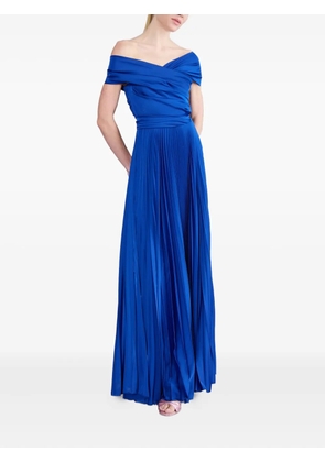 Talbot Runhof off-shoulder pleated maxi dress - Blue