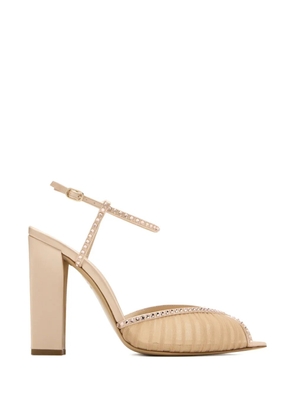 Andrea Wazen Katy embellished block-heel sandals - Neutrals