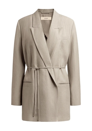 12 STOREEZ belted cotton blazer - Grey