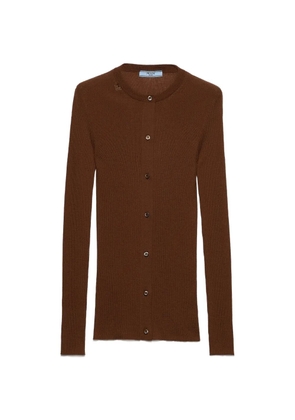 Prada ribbed knit wool cardigan - Brown