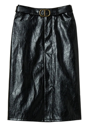 TWINSET logo-plaque midi skirt - Black