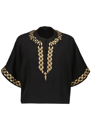 Yves Salomon embroidered silk blouse - Black