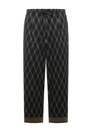 Pierre-Louis Mascia diamond-pattern drawstring-waist trousers - Black
