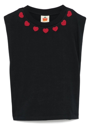 FARM Rio beaded-hearts T-shirt - Black