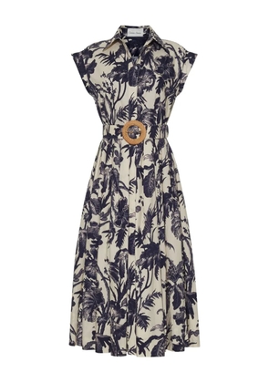 Cara Cara Octavia belted floral midi dress - White