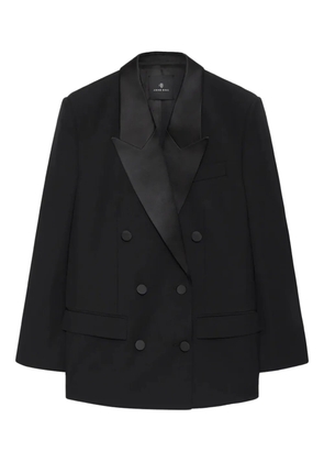 ANINE BING satin-lapel double-breasted blazer - Black