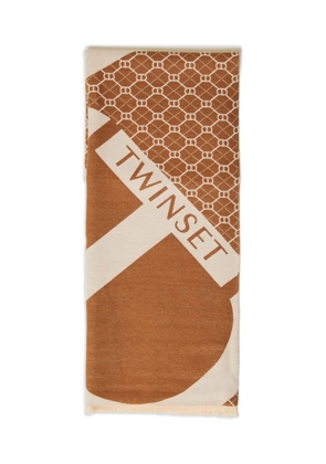 TWINSET logo-pattern scarf - Brown