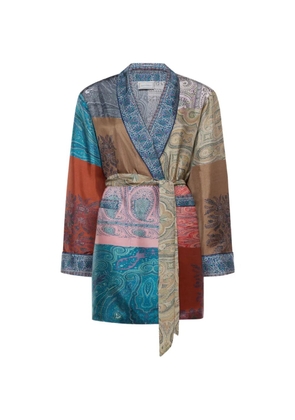 Pierre-Louis Mascia belted paisley-print kimono - Blue