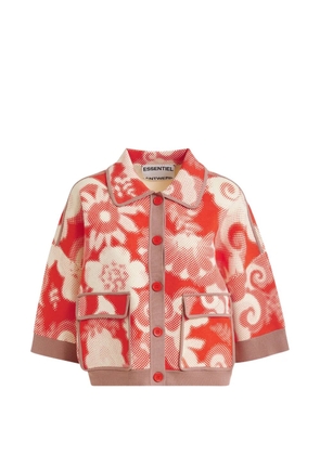 Essentiel Antwerp Joly floral-detail pocket cardigan - Red