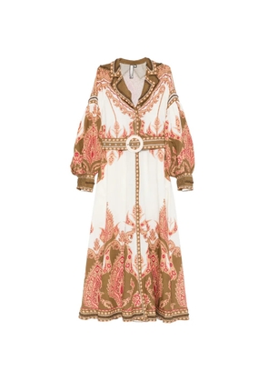 SCARLETT POPPIES Florista belted printed midi dress - White