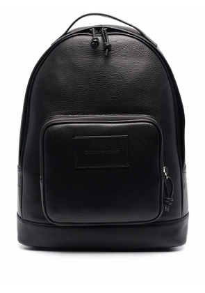 Emporio Armani zip-up leather backpack - Black
