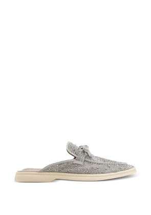 NICOLI Jezelinda rhinestone bow-detail mules - Grey