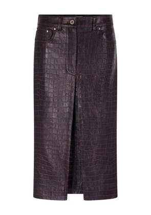 Rabanne crocodile-effect leather skirt - Brown