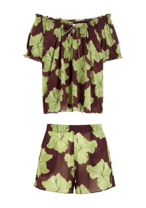 Desmond & Dempsey floral-print pyjama set - Brown