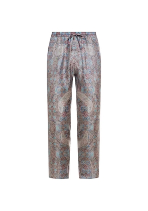 Pierre-Louis Mascia Aloe drawstring paisley silk trousers - Blue