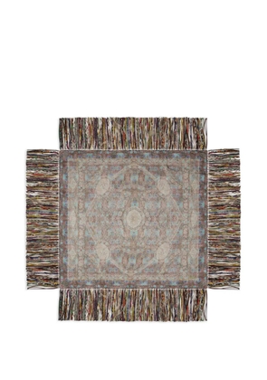 Pierre-Louis Mascia Aloeuw fringed silk shawl scarf - Blue