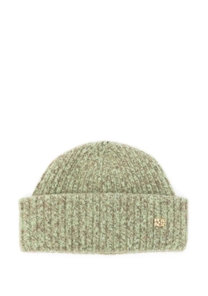 GANNI ribbed-knit beanie - Green