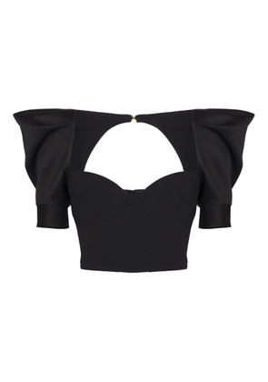 Elisabetta Franchi puff-sleeve corset top - Black
