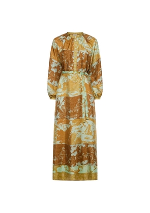 Pierre-Louis Mascia Aloe belted floral-print maxi dress - Brown