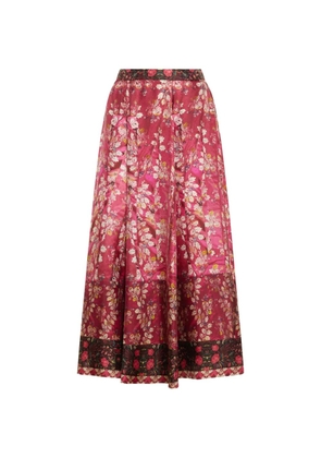 Pierre-Louis Mascia Aloe floral A-line midi skirt - Pink