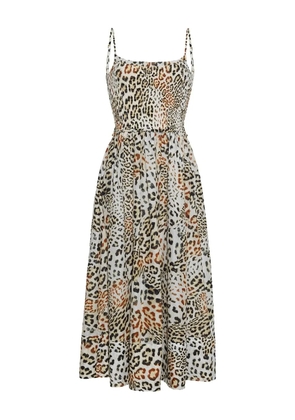 Cara Cara Carmen smocked leopard-print midi dress - Neutrals
