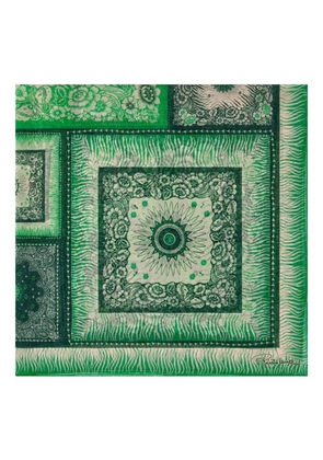 Roberto Cavalli zebra-pattern silk scarf - Green