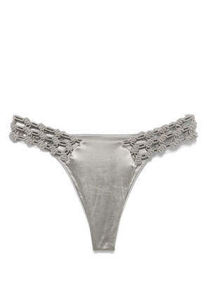 Isa Boulder floral-macrame bikini bottoms - Grey