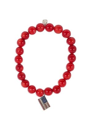 Sydney Evan bamboo american-flag charm bracelet - Gold