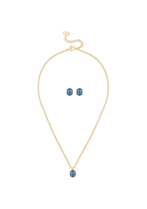 Christian Dior Pre-Owned Swarovski pendant earring necklace set - Gold