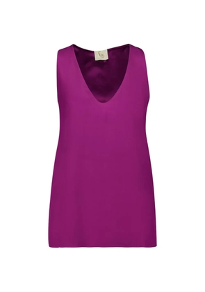 PAULA V-neck silk tank top - Purple