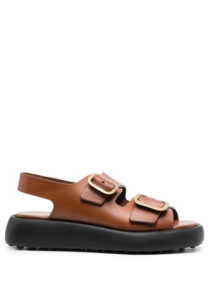 Tod's double-buckle leather sandals - Brown