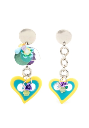 Amir Slama heart-motif drop earrings - Blue