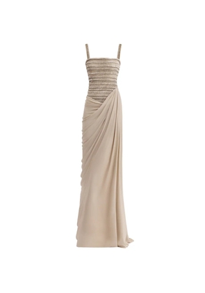 Gemy Maalouf squared-neck beaded dress - Neutrals
