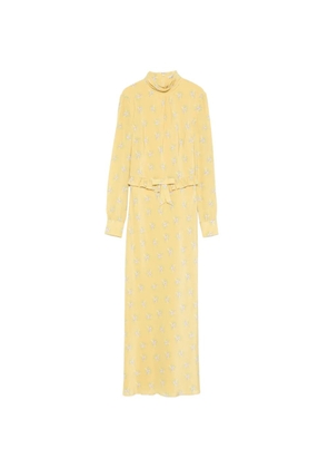 Alessandra Rich floral-print ruffled midi dress - Yellow