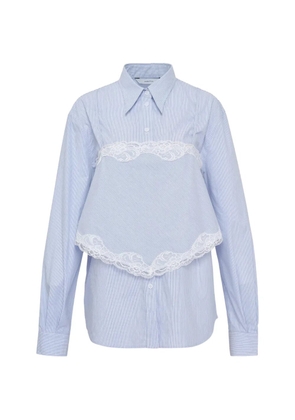 pushBUTTON lace-trim striped shirt - Blue