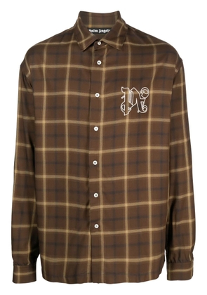 Palm Angels PA monogram-print checked shirt - Brown