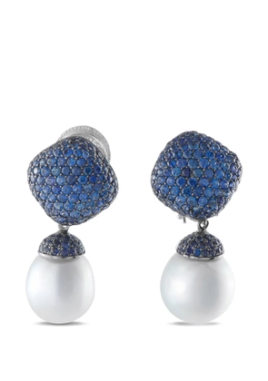 YVEL white-gold sapphire and pearl earrings - Silver