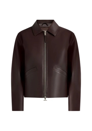 Manière De Voir Yves in brown minimal faux-leather jacket