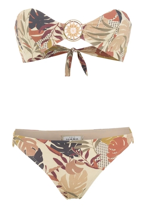 Amir Slama palm leaf print bikini - Neutrals