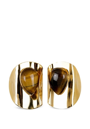 Jennifer Behr keziah tigers eye plated earrings - Gold