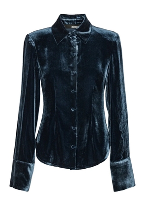 ROTATE BIRGER CHRISTENSEN long-sleeve velvet shirt - Blue
