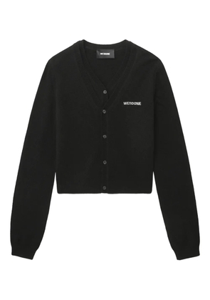 We11done embroidered V-neck cardigan - Black