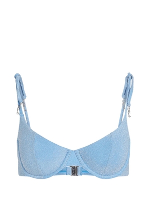 Karl Lagerfeld Signature lurex underwire bikini top - Blue