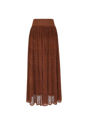 ZIMMERMANN Awaken metallic lace midi skirt - Brown