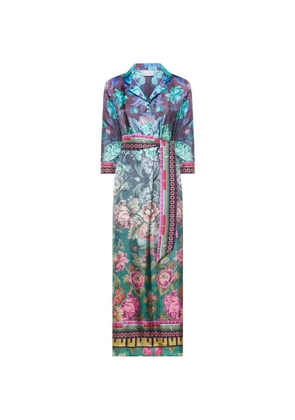 Pierre-Louis Mascia floral-motif belted shirt dress - Green