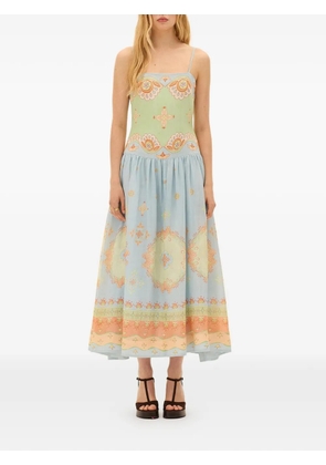 KATE FORD Matthiola waisted printed dress - Blue