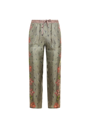 Pierre-Louis Mascia Aloe floral elasticated aloe trousers - Green