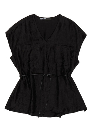 Bimba y Lola V-neck tie-waist top - Black