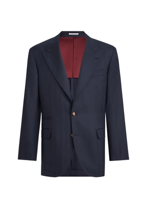 Brunello Cucinelli virgin-wool chevron tailor blazer with peak lapels - Blue