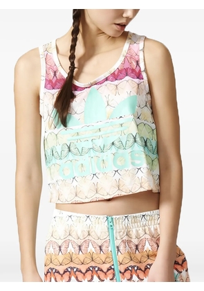 adidas logo-print crop top - White